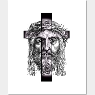 The face of Jesus Christ and the Holy Cross Posters and Art